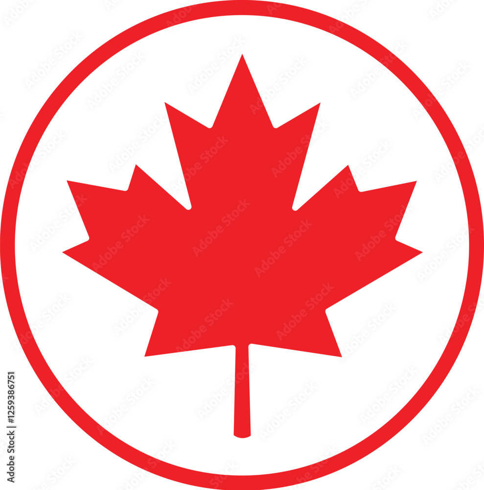 Canada Flag Red Maple Leaf Round Icon Vector Illustration Canada Flag Red Maple Leaf Round Icon Vector Illustration