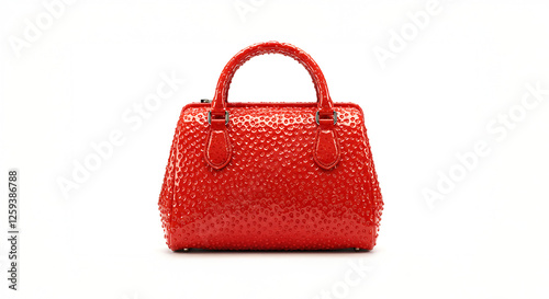 Handbag with a Glossy Strawberry Texture and Seed Pattern