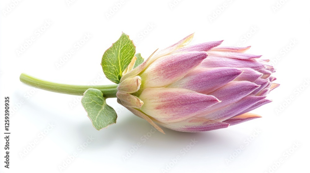 Fototapeta premium Pink Dahlia Bud, Studio Shot, White Background, Floral Design