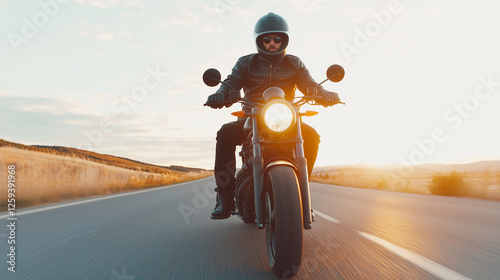 Sunset Rider: A lone motorc...