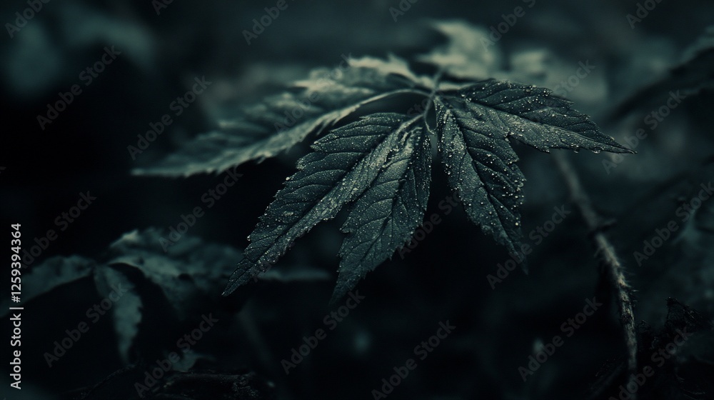 Dark moody close-up of a leaf. Dark moody close-up of a leaf.
