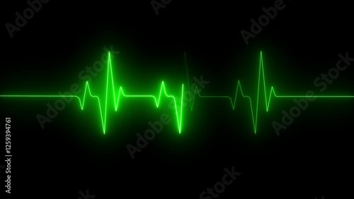 Heart beat pulse Glowing neon blue heart cardiogram line on dark  cardiogram Heart pulse Motion graphic listening listening to heartbeat medical medical exam medicine monitor. 