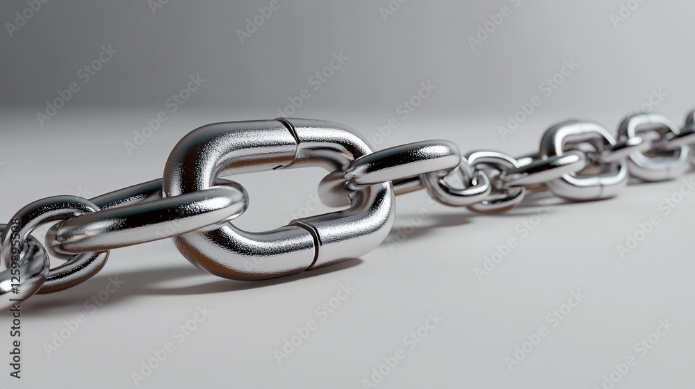 Obraz premium Silver chain link close-up, studio shot, strength, connection