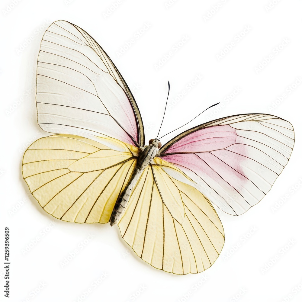 Fototapeta premium Delicate White Butterfly with Transparent Wings and Subtle Coloration