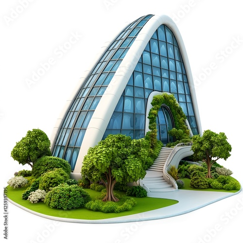 Futuristic Building With Green Landscaping