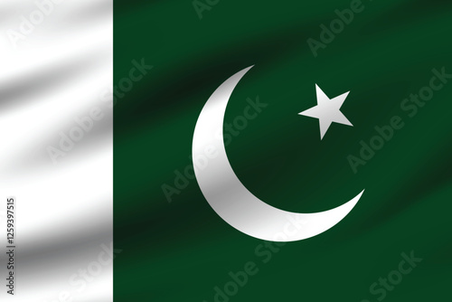 Flag of Pakistan. Pakistan flag official size and color standards digital vector illustration. Waving flag.