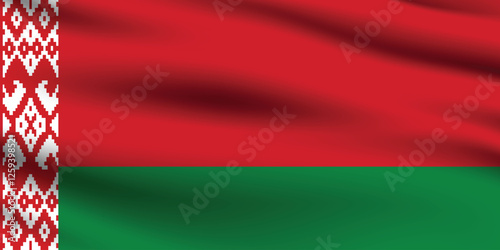 Flag of Belarus. Belarus flag official size and color standards digital vector illustration. Waving flag.