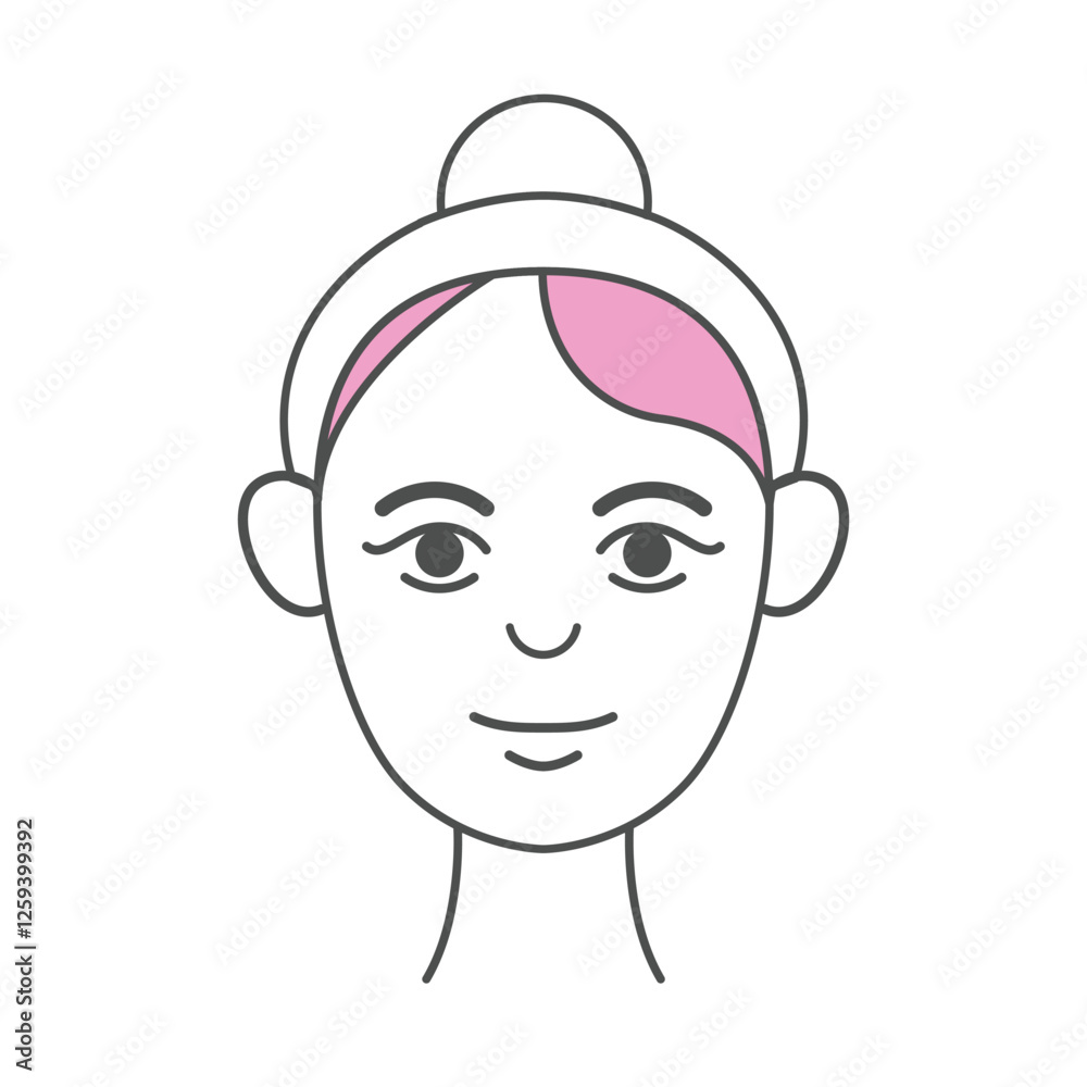 A simple and elegant skincare icon featuring a woman's face with a headband, representing self-care, beauty routines, and facial treatments A simple and elegant skincare icon featuring a woman's face with a headband, representing self-care, beauty routines, and facial treatments