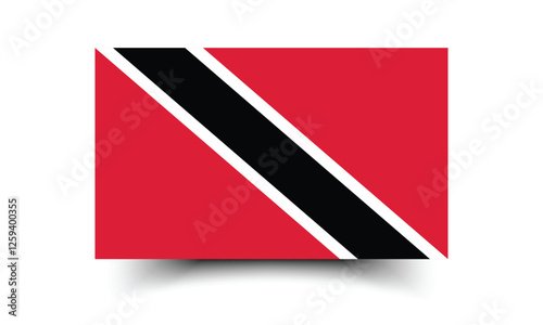 Flag of Trinidad and Tobago. Flag icon. Standard color. Standard size. A rectangular flag. Computer illustration. Digital illustration. Vector illustration.