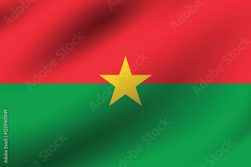Burkina Faso flag official colors and proportion digital vector illustration. Pleated flag.