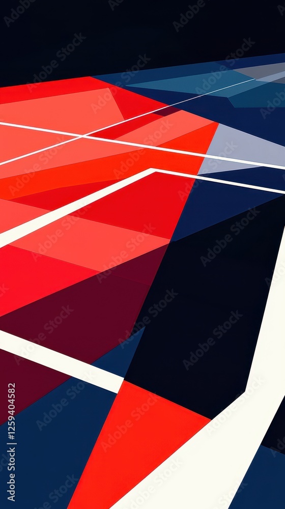 Obraz premium Abstract geometric composition with dynamic lines and bold colors