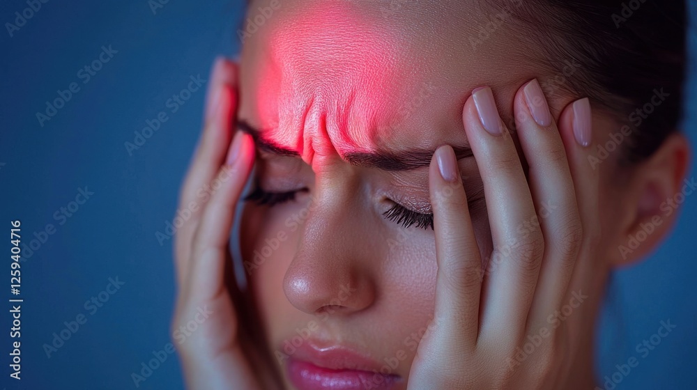Fototapeta premium Woman with closed eyes in relaxed pose demonstrating calmness and serenity