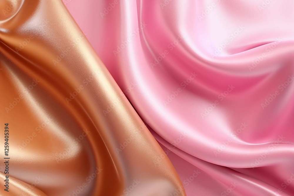 Obraz premium ピンクと金色のメタリックな布の曲線的な抽象背景