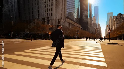 Man Crossing Street in City