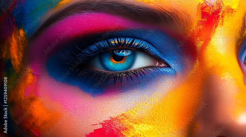 Vibrant Eye Makeup: A Close-Up of Colorful Beauty Vibrant Eye Makeup: A Close-Up of Colorful Beauty