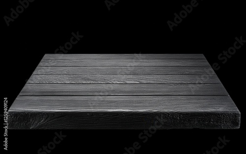 Dark wood table top isolated on black background
