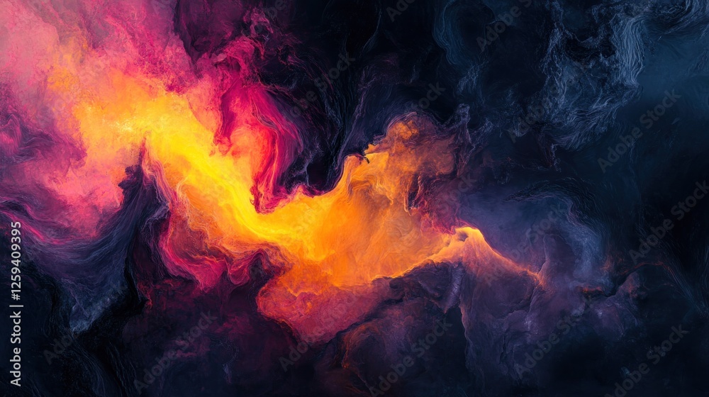 Fototapeta premium Abstract fiery nebula swirls, cosmic background, art design