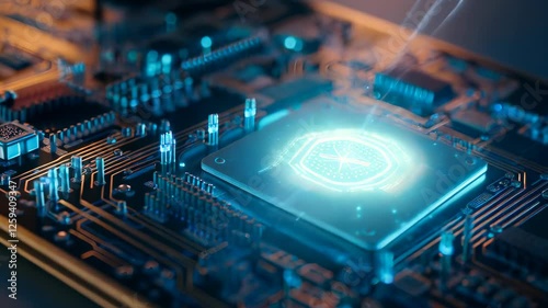 Circuit Board with Futuristic Processor