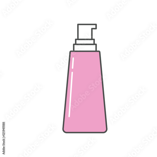 Minimalist skincare bottle icon in a modern, thin-line style with pink accents. Ideal for beauty, skincare branding, spa, wellness, product packaging, social media, and digital marketing.