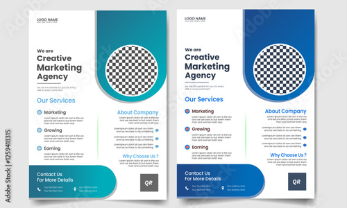 A creative of 2 design of A4 flyer template, eye catchy and stylish template, vector poster in multiple colour variation, corporative design, Flyer Layout, clean design for creative business.