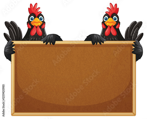 Chickens Holding a Blank Sign