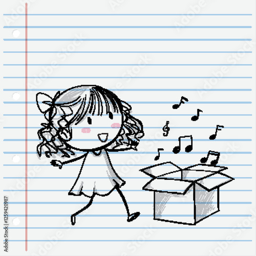 Joyful Girl with Musical Box