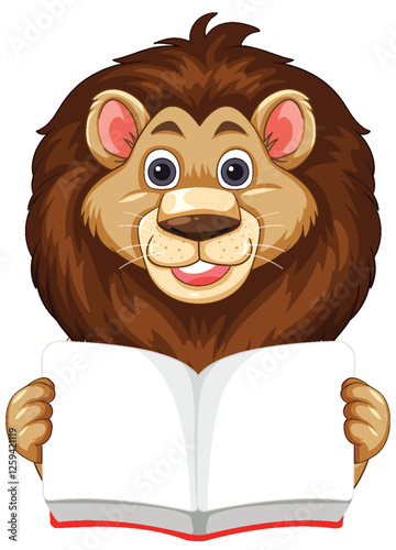 Lion Reading a Book Illustration