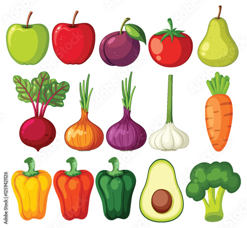 Colorful Fruits and Vegetables Collection