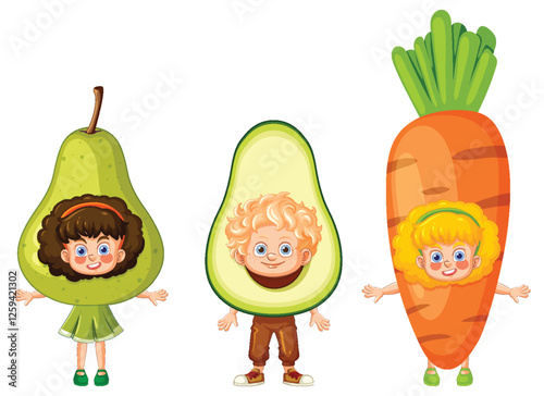 Kids Dressed as Fruits and Vegetables