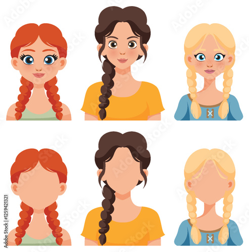 Diverse Female Characters with Braided Hairstyles