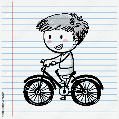 Child Riding Bicycle Sketch Illustration
