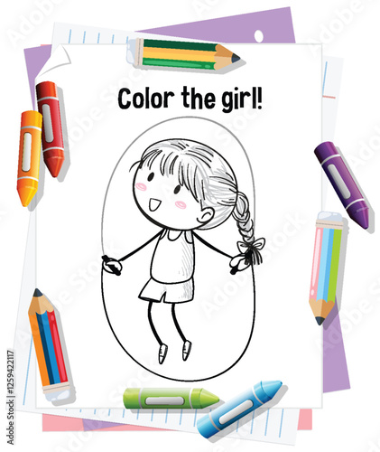 Coloring Fun with Happy Girl