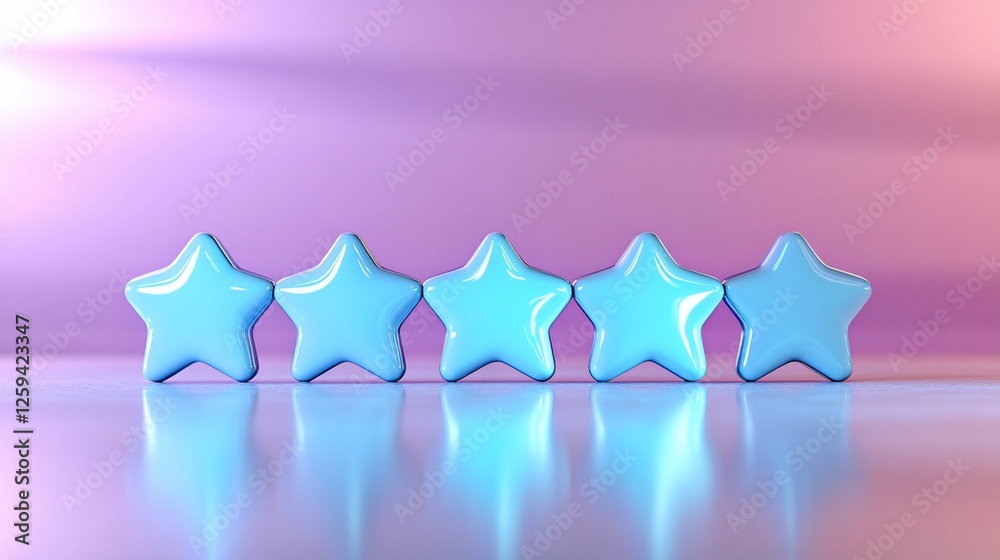 Five blue stars rating, glowing background, review concept Five blue stars rating, glowing background, review concept