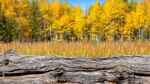 Autumnal Forest Scene With Weathered Log