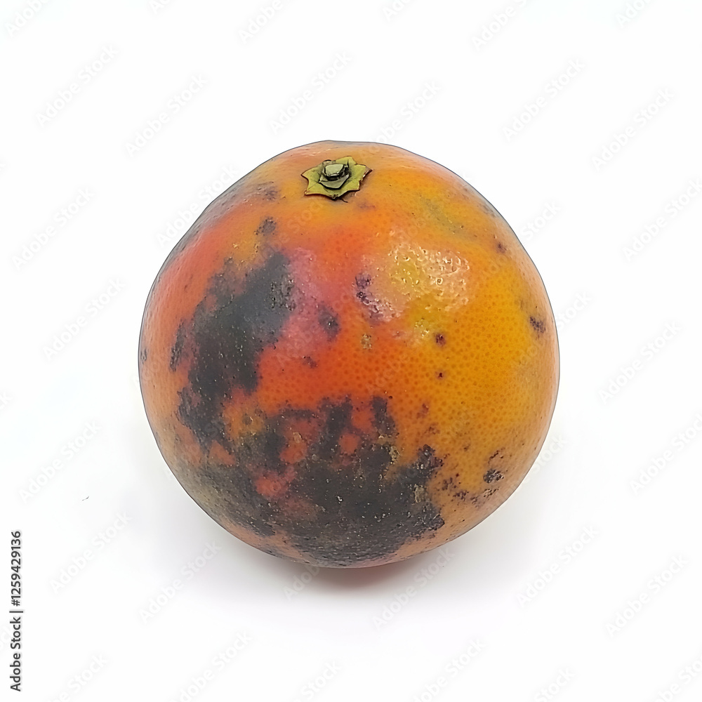 Fototapeta premium Spoiled orange on white background