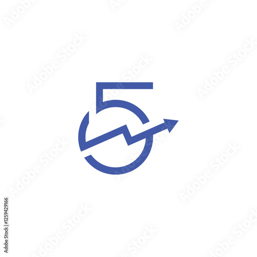 number 5, flat icon design , logo design, creative letter mark suitable for company brand identity, business chart/graph logo template swoosh logo.