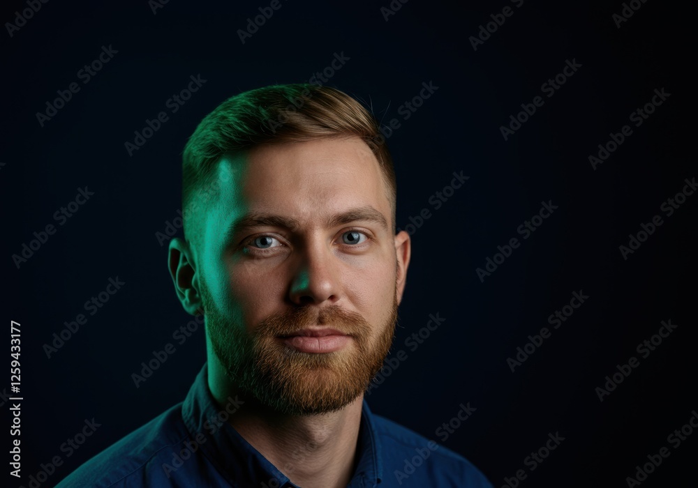 Obraz premium Man with beard in dramatic lighting portrait