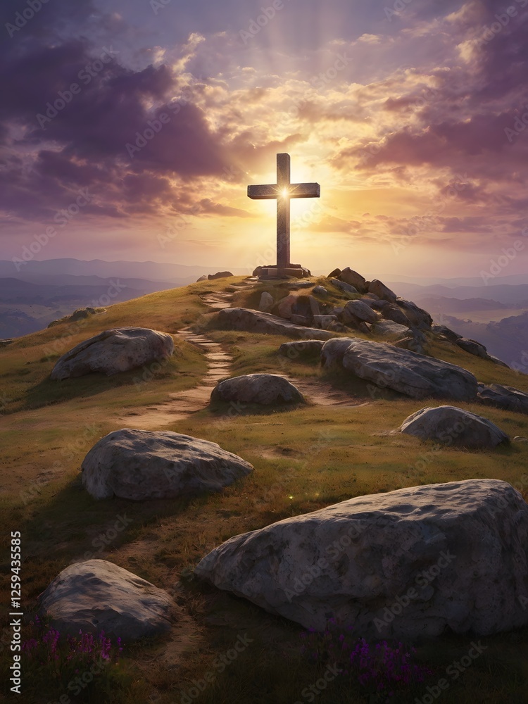 Divine Victory: The Glowing Cross at Sunrise Divine Victory: The Glowing Cross at Sunrise