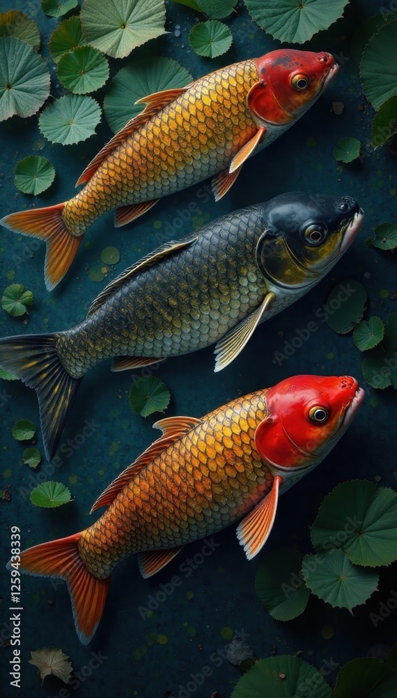 Large carp scales, overlapping pattern, textured background, backdrop, vibrant Large carp scales, overlapping pattern, textured background, backdrop, vibrant