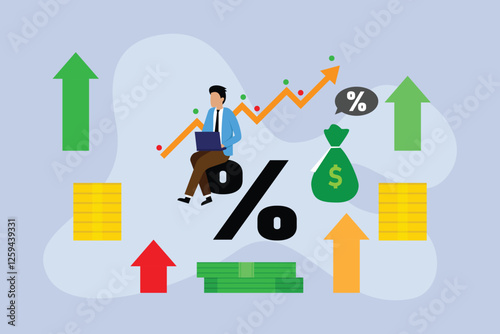 Financial Growth and Investment 2d flat vector illustrations