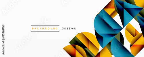 Minimal geometric abstract background. Circle square and triangle design