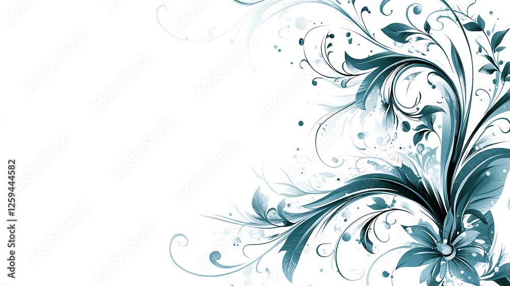 Teal Floral Design Abstract Artistic Swirl Teal Floral Design Abstract Artistic Swirl