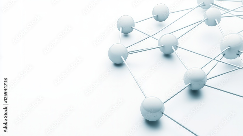 Fototapeta premium A minimalist representation of interconnected spheres and lines, symbolizing networks, connections, and modern technology.