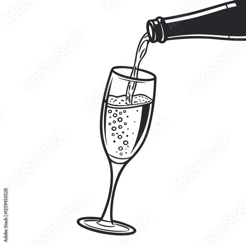 Cold drinks being poured into glasses from a transparent glass bottle vector illustration design
