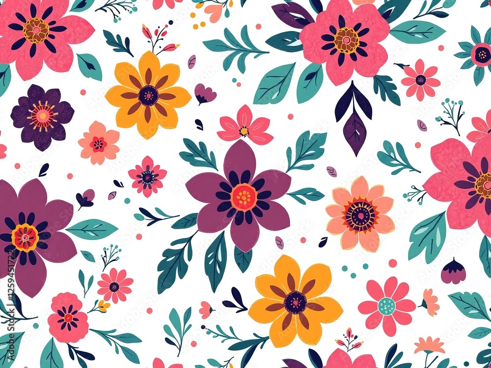 Obraz premium Delicate Boho Blooms: Floral Symphony on Pastel Canvas