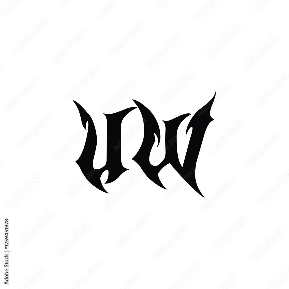 Obraz premium UW monogram logo design letter text name symbol monochrome logotype alphabet character simple logo