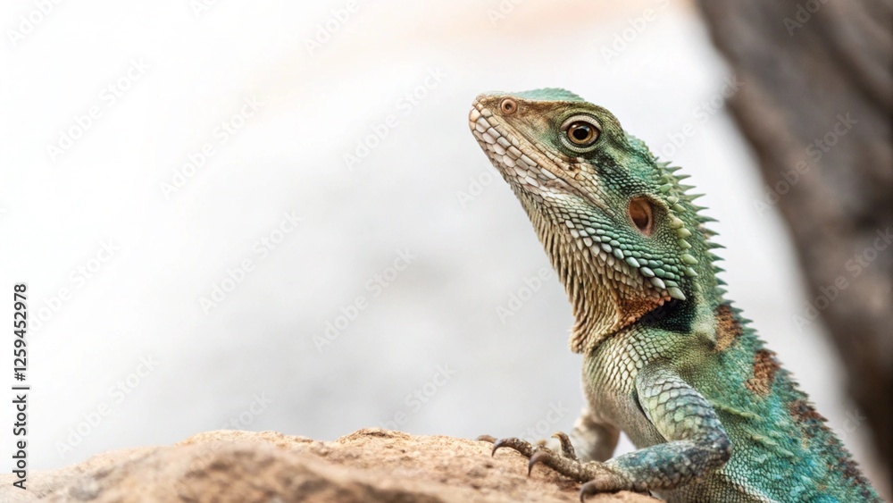 Close-Up of a Bearded Dragon Lizard on a White Background Close-Up of a Bearded Dragon Lizard on a White Background
