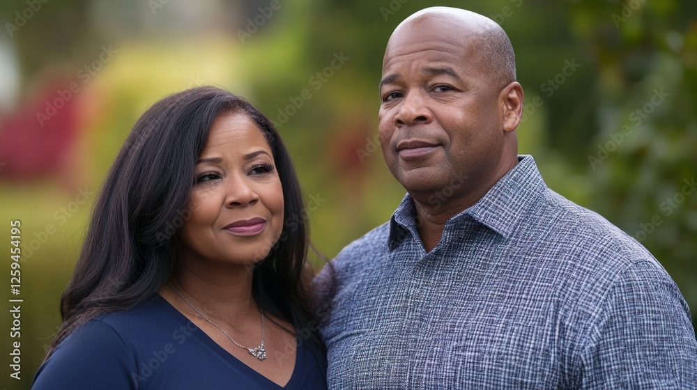 Couple Posing Together in a Beautiful Outdoor Setting Couple Posing Together in a Beautiful Outdoor Setting