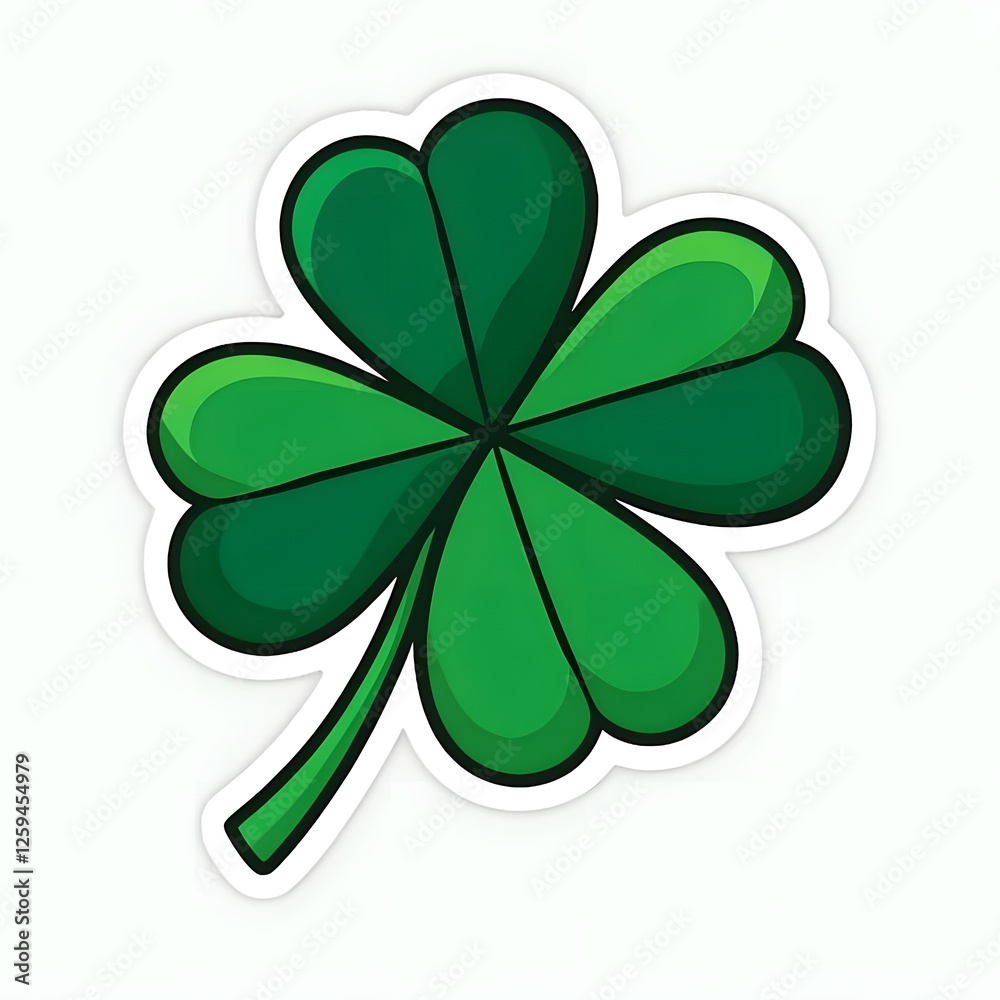 Vibrant Cartoon Shamrock Design Sticker for St. Patrick's Day Vibrant Cartoon Shamrock Design Sticker for St. Patrick's Day