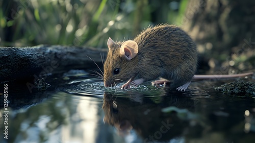 Mice View of a drinking water from a lake
